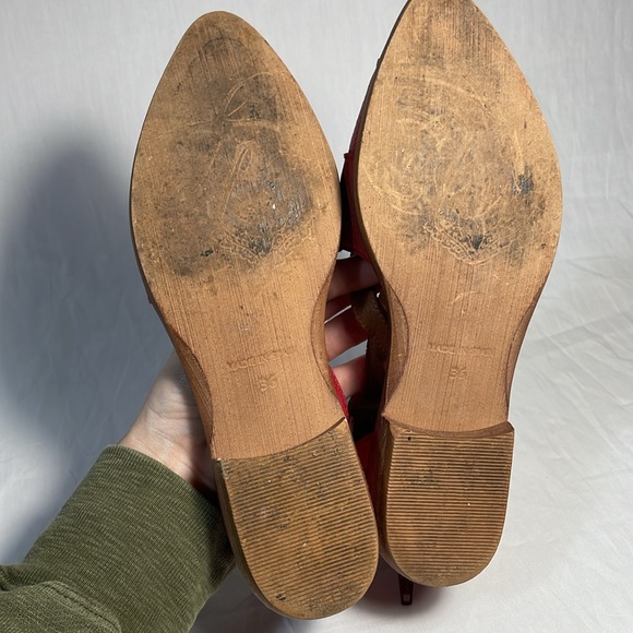 Free People Wanderlust Woven Red Leather Flats Point Toe Shoes - Picture 13 of 16